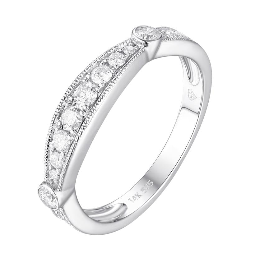 0.37 Ctw Diamond 14k White Gold Round Shape Womens Wedding Band Ring