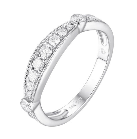 0.37 Ctw Diamond 14k White Gold Round Shape Womens Wedding Band Ring