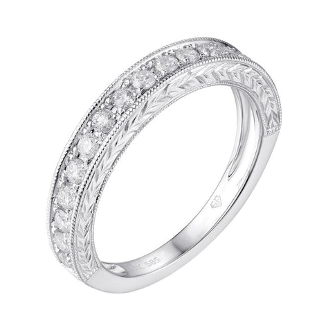 0.46 Ctw Diamond 14k White Gold Round Shape Womens Wedding Band Ring