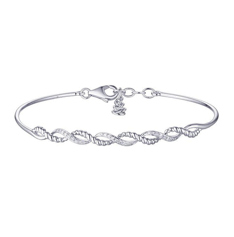 0.08 Ctw Diamond 14k White Gold Round Shape Womens Diamond Bangle Bracelet