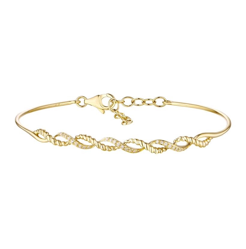 0.08 Ctw Diamond 14k Yellow Gold Round Shape Womens Diamond Bangle Bracelet