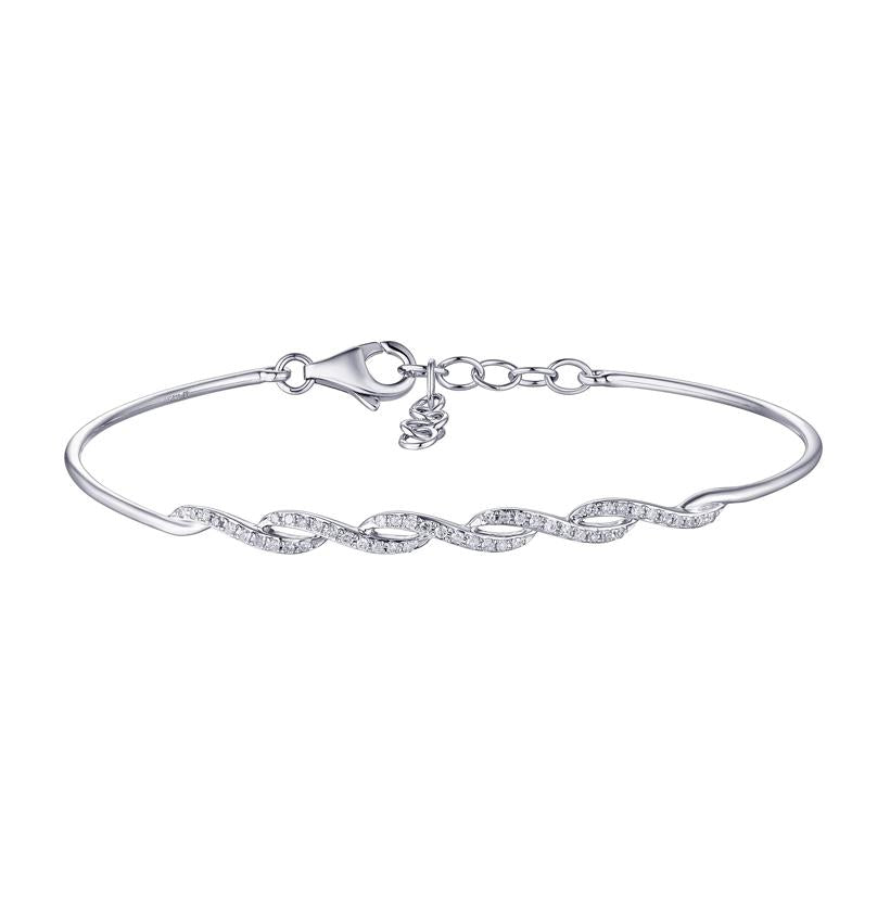 0.14 Ctw Diamond 14k White Gold Round Shape Womens Diamond Bangle Bracelet