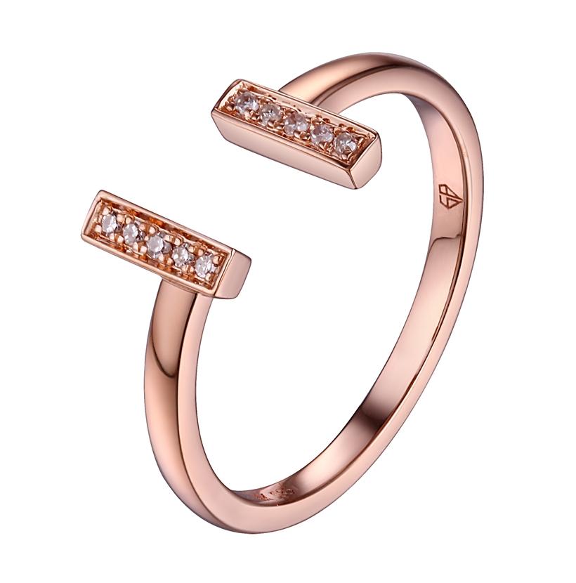 0.03 Ctw Diamond 14k Rose Gold Round Shape Womens Diamond Ring