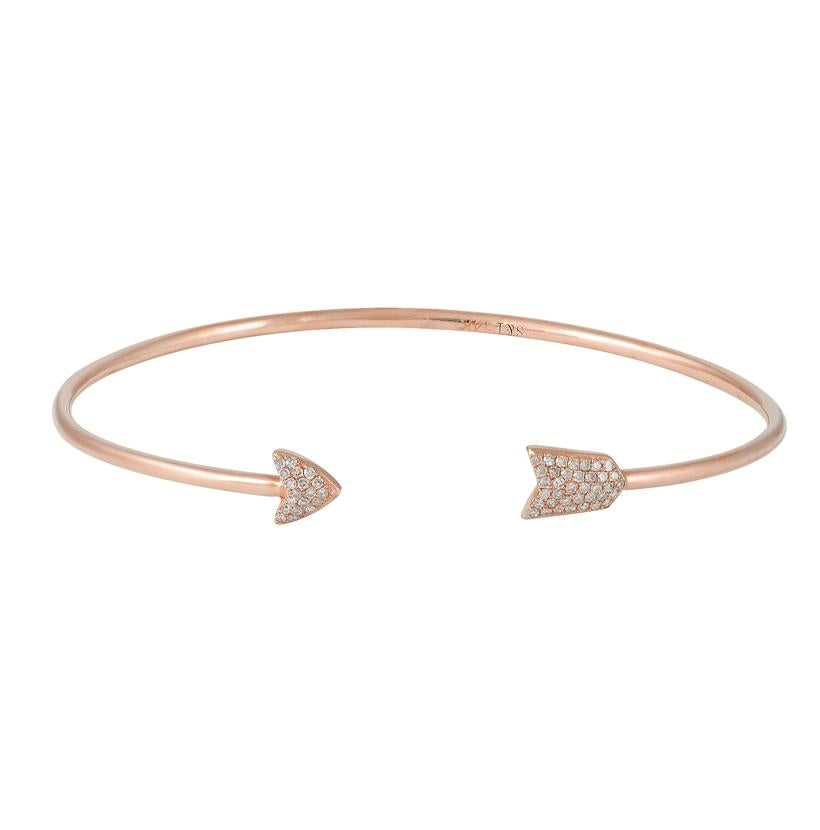 0.18 Ctw Diamond 14k Rose Gold Round Shape Womens Diamond Bangle Bracelet