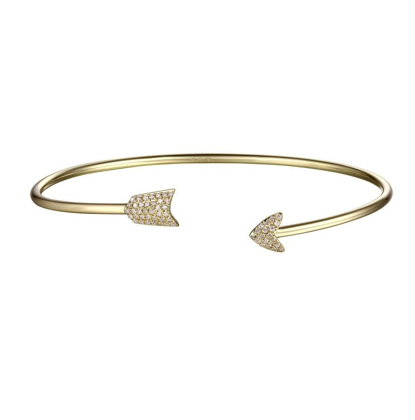 0.18 Ctw Diamond 14k Yellow Gold Round Shape Womens Diamond Bangle Bracelet