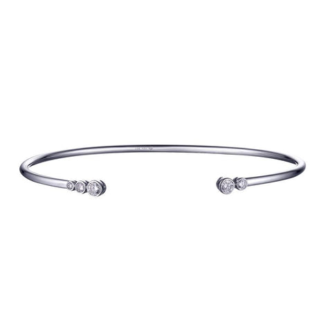 0.24 Ctw Diamond 14k White Gold Round Shape Womens Diamond Bangle Bracelet