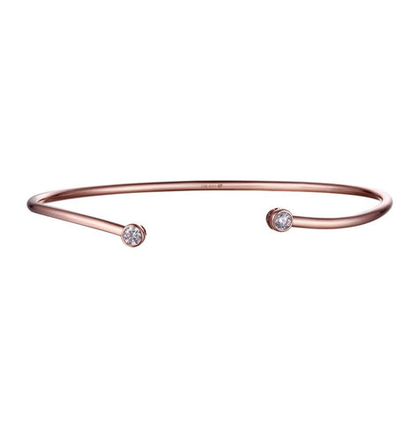 0.22 Ctw Diamond 14k Rose Gold Round Shape Womens Diamond Bangle Bracelet