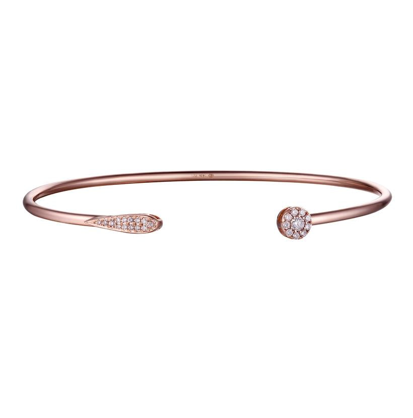 0.15 Ctw Diamond 14k Rose Gold Round Shape Womens Diamond Bangle Bracelet