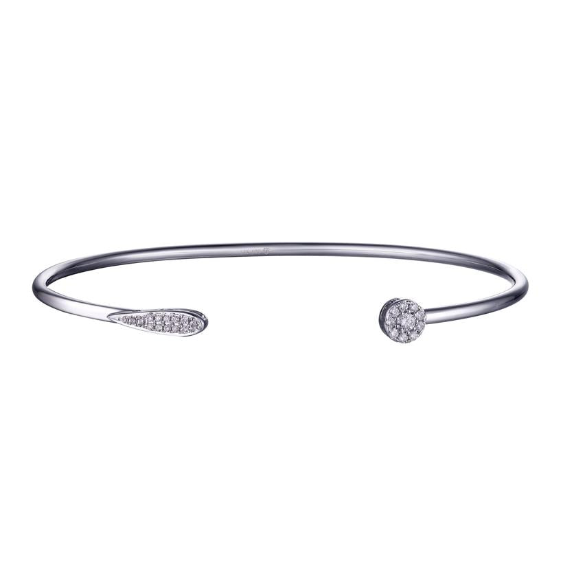 0.15 Ctw Diamond 14k White Gold Round Shape Womens Diamond Bangle Bracelet