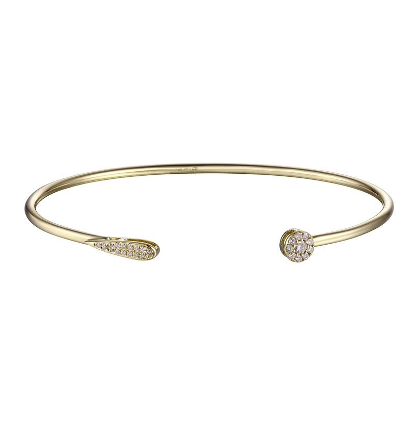 0.15 Ctw Diamond 14k Yellow Gold Round Shape Womens Diamond Bangle Bracelet