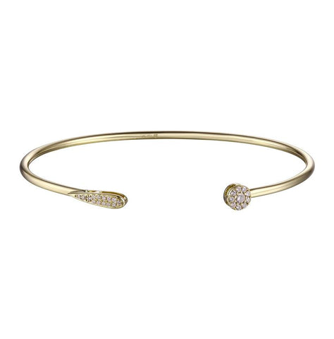 0.15 Ctw Diamond 14k Yellow Gold Round Shape Womens Diamond Bangle Bracelet