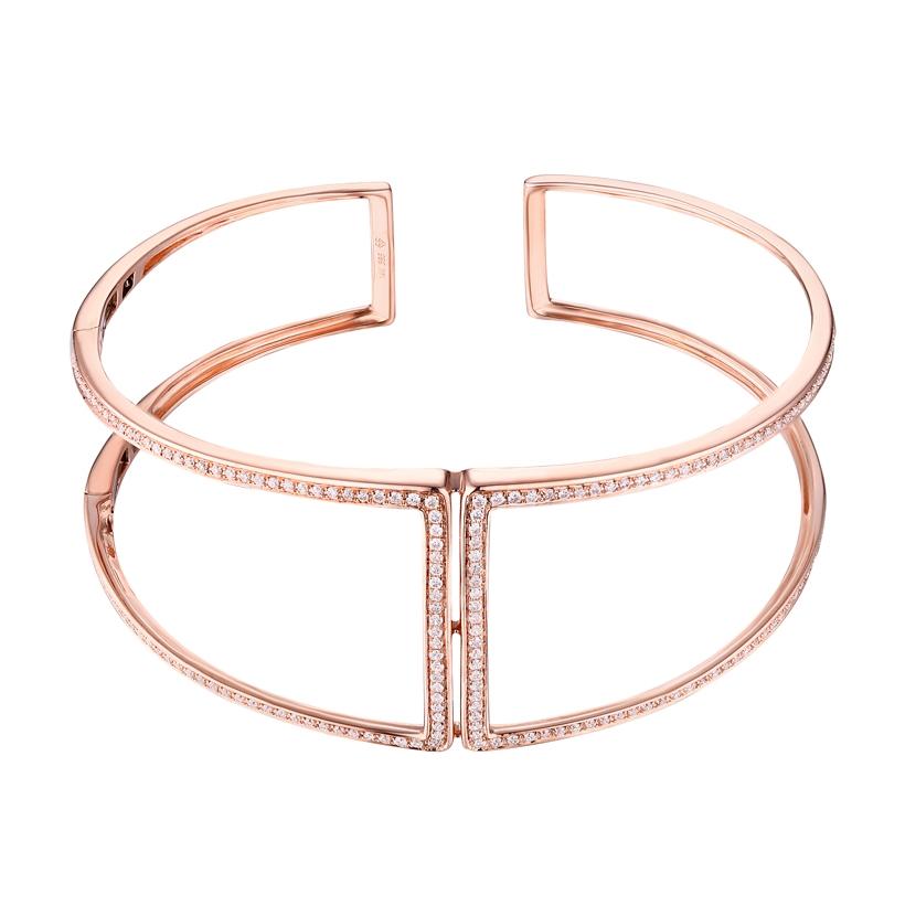 0.7 Ctw Diamond 14k Rose Gold Round Shape Womens Diamond Bangle Bracelet