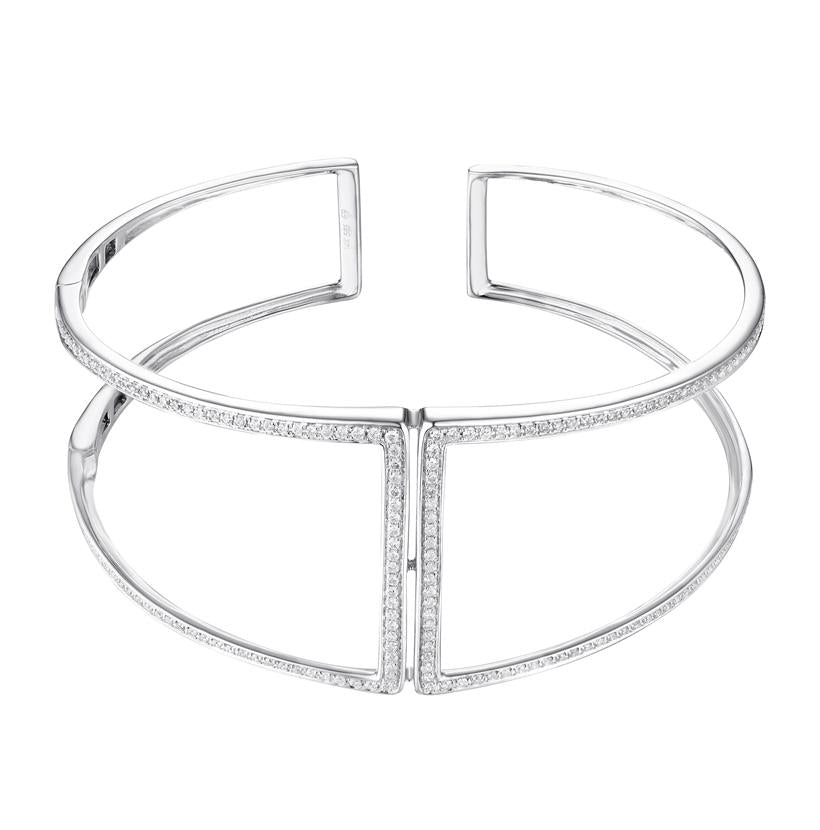 0.7 Ctw Diamond 14k White Gold Round Shape Womens Diamond Bangle Bracelet