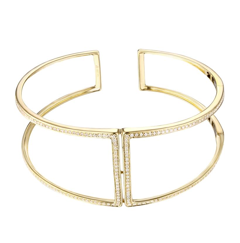 0.7 Ctw Diamond 14k Yellow Gold Round Shape Womens Diamond Bangle Bracelet