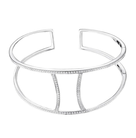 0.62 Ctw Diamond 14k White Gold Round Shape Womens Diamond Bangle Bracelet