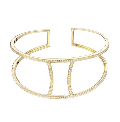 0.62 Ctw Diamond 14k Yellow Gold Round Shape Womens Diamond Bangle Bracelet