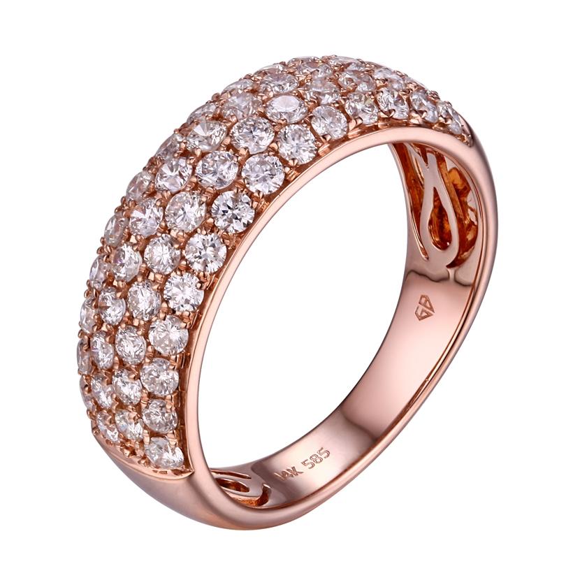 1.09 Ctw Diamond 14k Rose Gold Round Shape Womens Wedding Band Ring