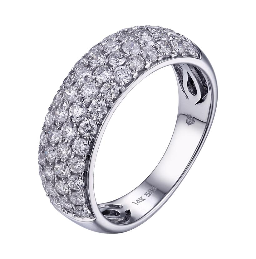 1.09 Ctw Diamond 14k White Gold Round Shape Womens Wedding Band Ring