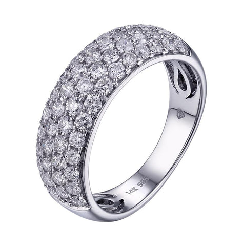 1.09 Ctw Diamond 14k White Gold Round Shape Womens Wedding Band Ring