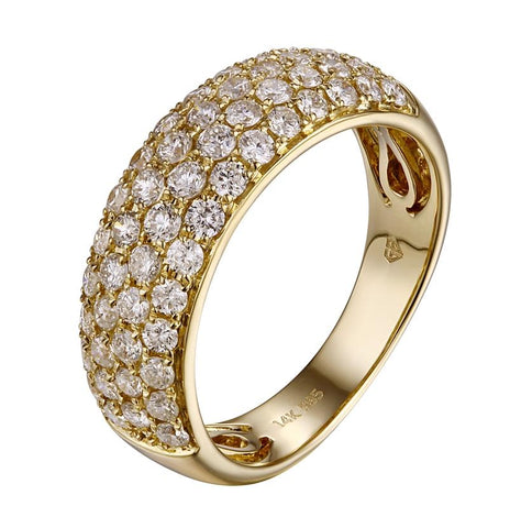 1.09 Ctw Diamond 14k Yellow Gold Round Shape Womens Wedding Band Ring