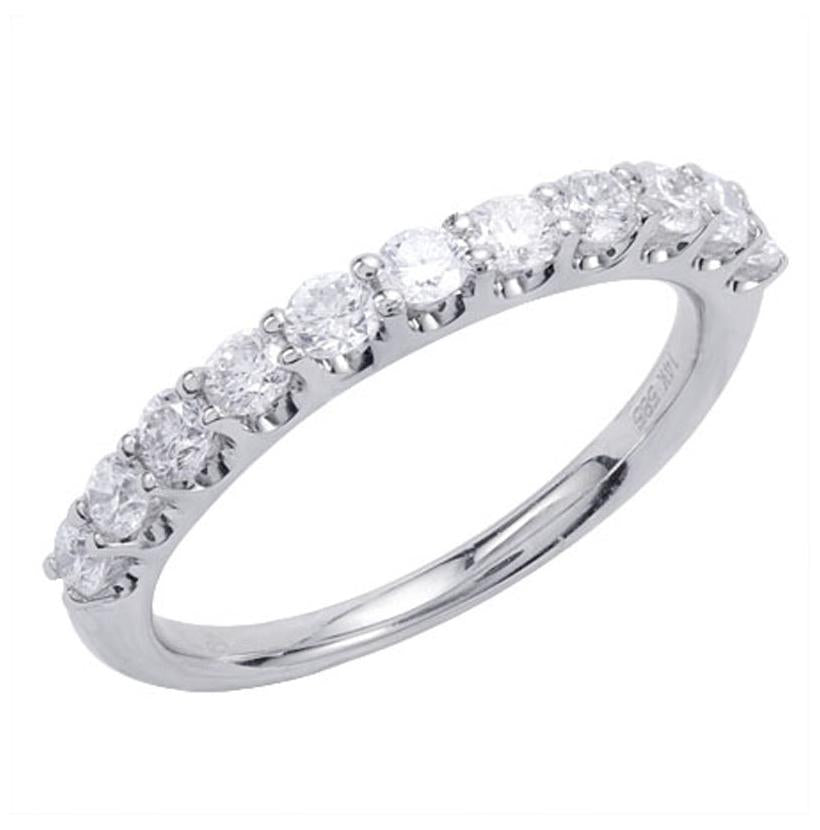 0.75 Ctw Diamond 14k White Gold Round Shape Womens Wedding Band Ring