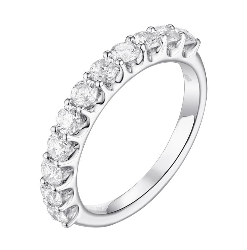 1.0 Ctw Diamond 14k White Gold Round Shape Womens Wedding Band Ring