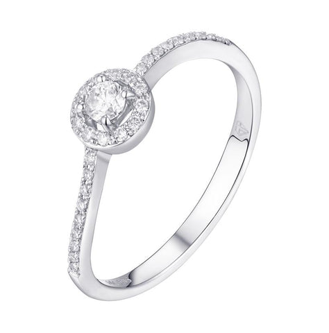 0.21 Ctw Diamond 14k White Gold Round Shape Womens Diamond Ring