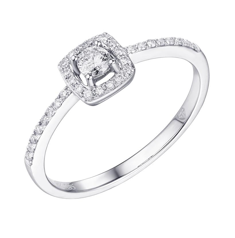 0.22 Ctw Diamond 14k White Gold Round Shape Womens Diamond Ring