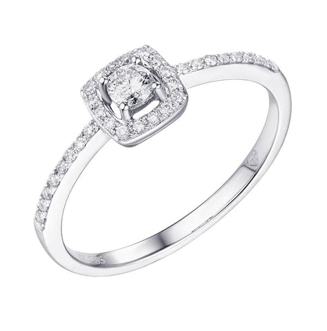 0.22 Ctw Diamond 14k White Gold Round Shape Womens Diamond Ring
