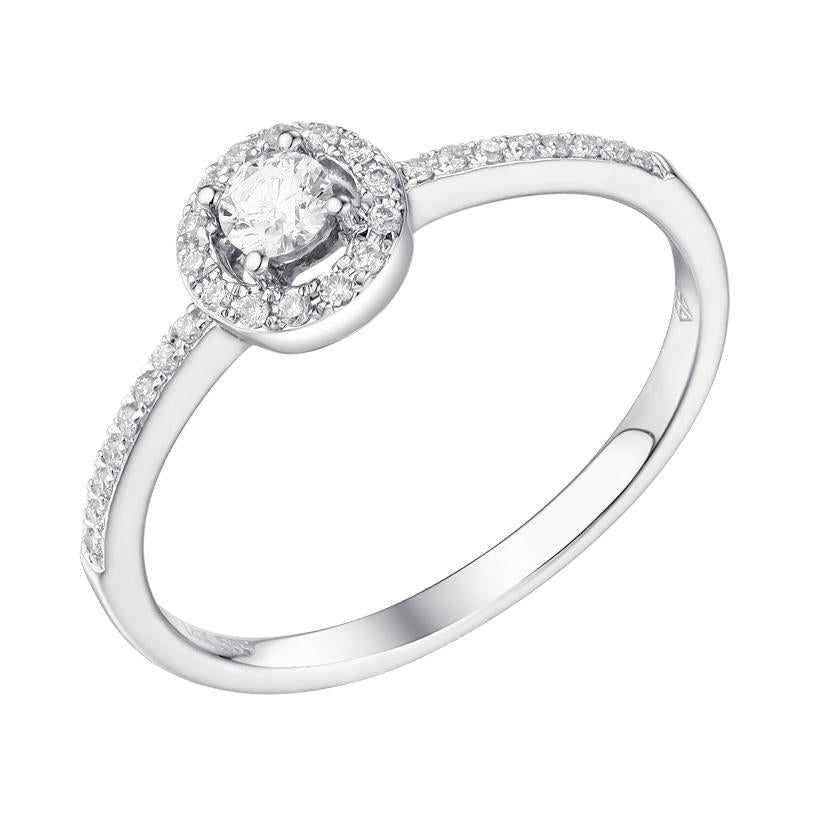 0.2 Ctw Diamond 14k White Gold Round Shape Womens Diamond Ring