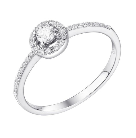 0.2 Ctw Diamond 14k White Gold Round Shape Womens Diamond Ring