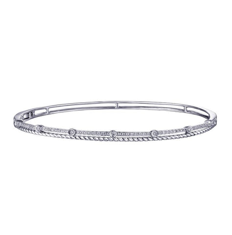 0.23 Ctw Diamond 14k White Gold Round Shape Womens Diamond Bangle Bracelet