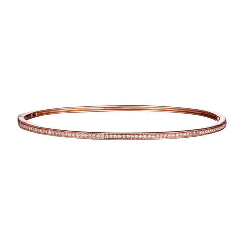 0.24 Ctw Diamond 14k Rose Gold Round Shape Womens Diamond Bangle Bracelet