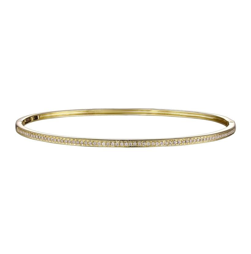 0.24 Ctw Diamond 14k Yellow Gold Round Shape Womens Diamond Bangle Bracelet