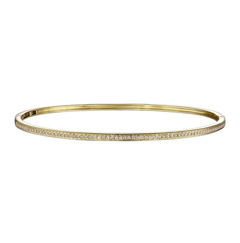 0.24 Ctw Diamond 14k Yellow Gold Round Shape Womens Diamond Bangle Bracelet