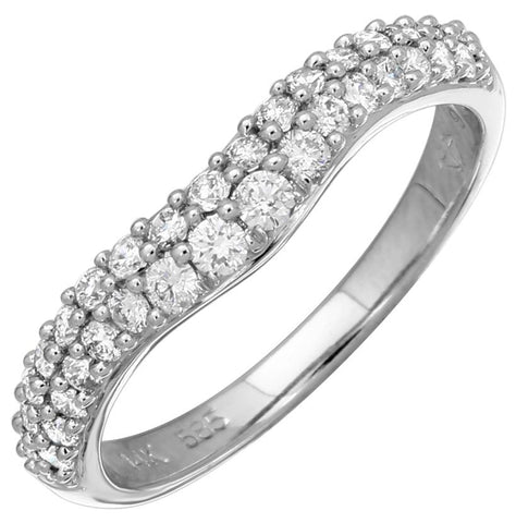 0.49 Ctw Diamond 14k White Gold Round Shape Womens Wedding Band Ring