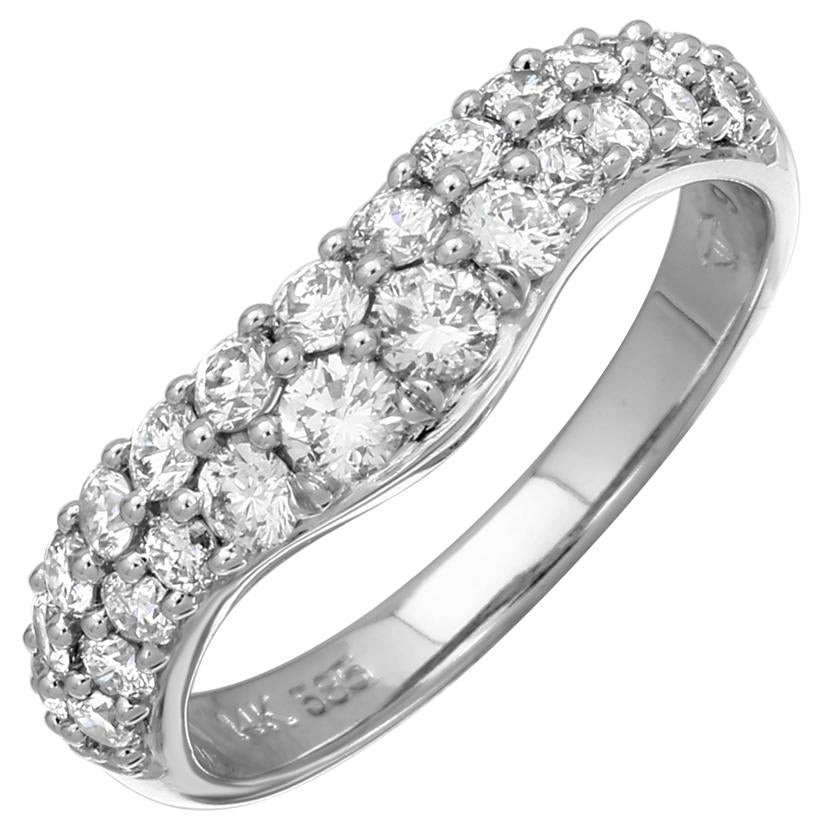 0.99 Ctw Diamond 14k White Gold Round Shape Womens Wedding Band Ring