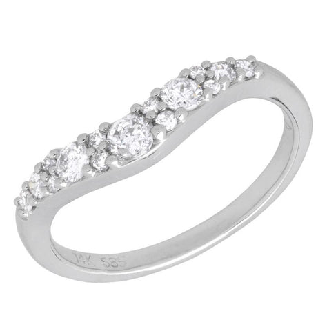 0.43 Ctw Diamond 14k White Gold Round Shape Womens Wedding Band Ring