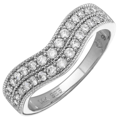 0.46 Ctw Diamond 14k White Gold Round Shape Womens Wedding Band Ring