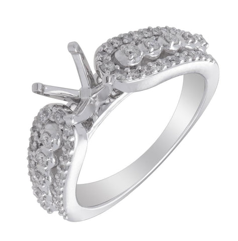 0.42 Ctw Diamond 14k White Gold Round Shape Wedding Engagement Ring