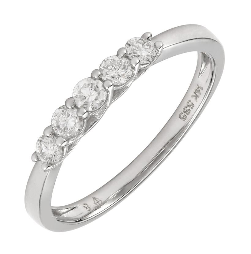 0.32 Ctw Diamond 14k White Gold Round Shape Womens Wedding Band Ring