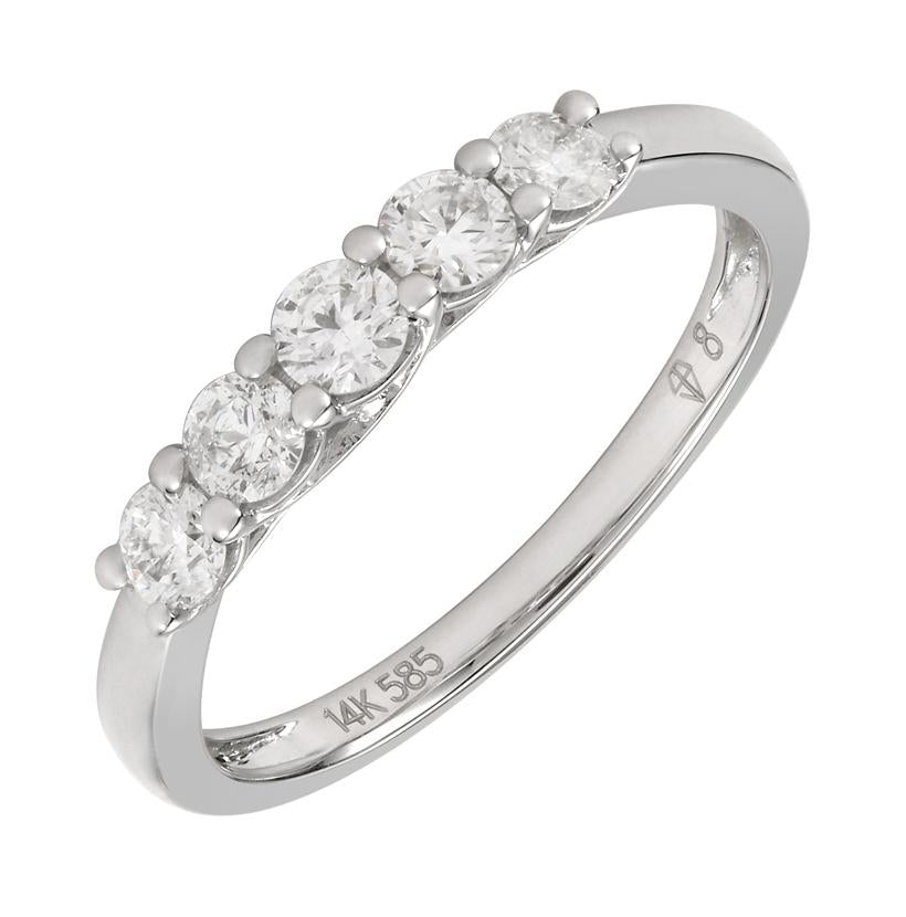 0.49 Ctw Diamond 14k White Gold Round Shape Womens Wedding Band Ring