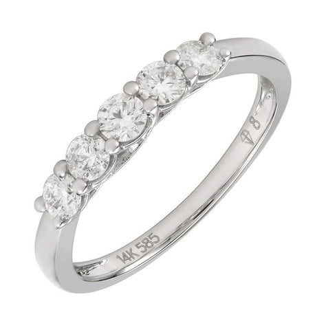 0.49 Ctw Diamond 14k White Gold Round Shape Womens Wedding Band Ring