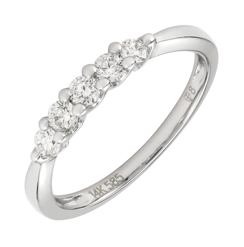 0.32 Ctw Diamond 14k White Gold Round Shape Womens Wedding Band Ring