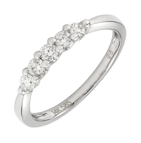 0.32 Ctw Diamond 14k White Gold Round Shape Womens Wedding Band Ring