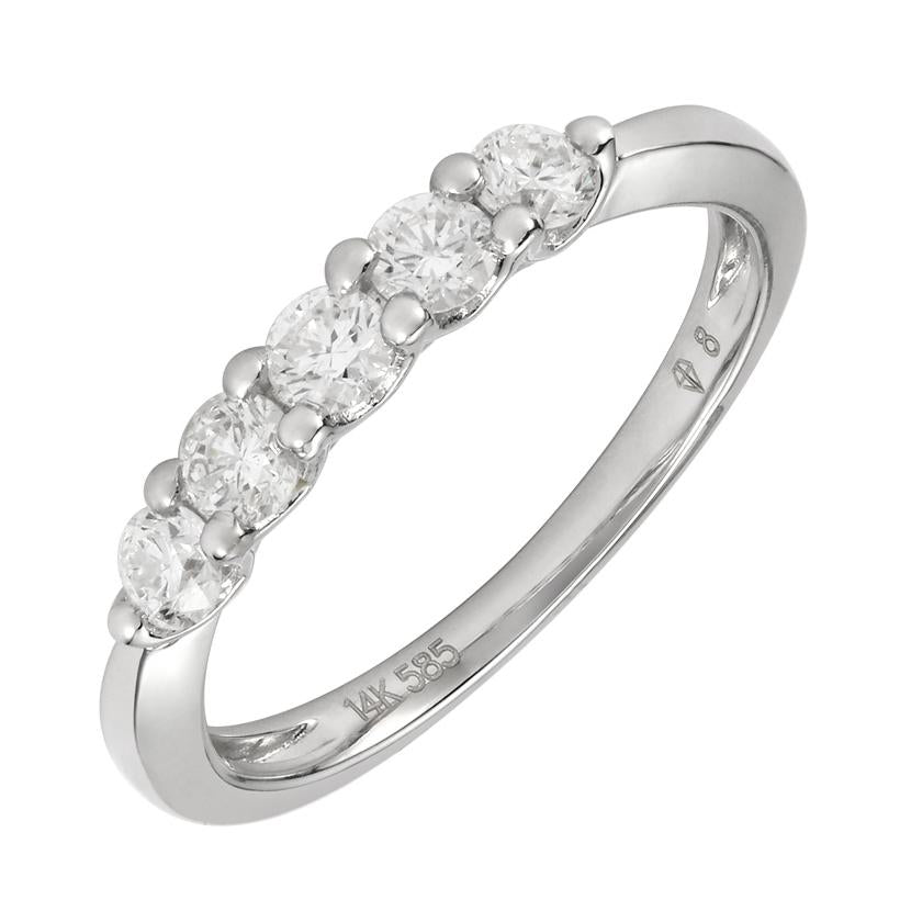 0.49 Ctw Diamond 14k White Gold Round Shape Womens Wedding Band Ring