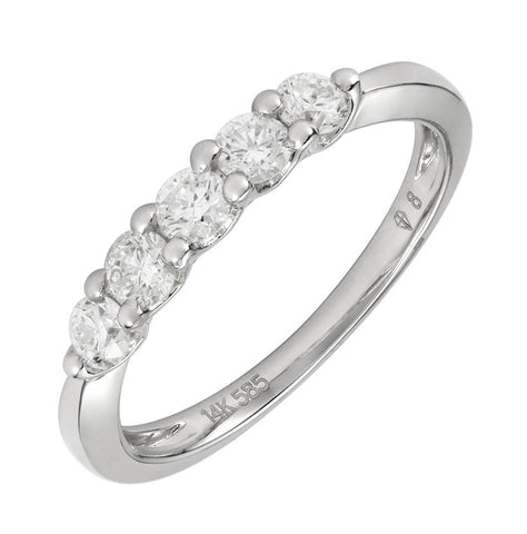 0.49 Ctw Diamond 14k White Gold Round Shape Womens Wedding Band Ring