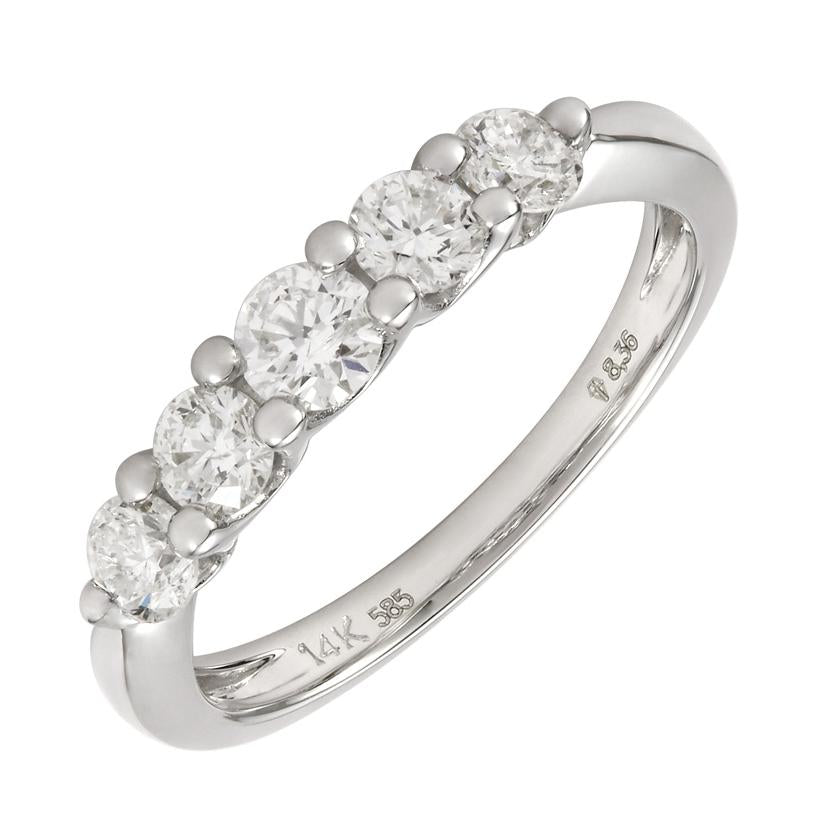 0.75 Ctw Diamond 14k White Gold Round Shape Womens Wedding Band Ring