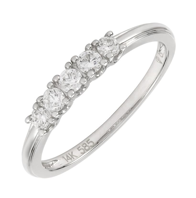 0.24 Ctw Diamond 14k White Gold Round Shape Womens Wedding Band Ring