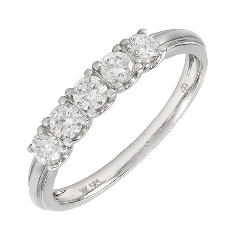 0.49 Ctw Diamond 14k White Gold Round Shape Womens Wedding Band Ring